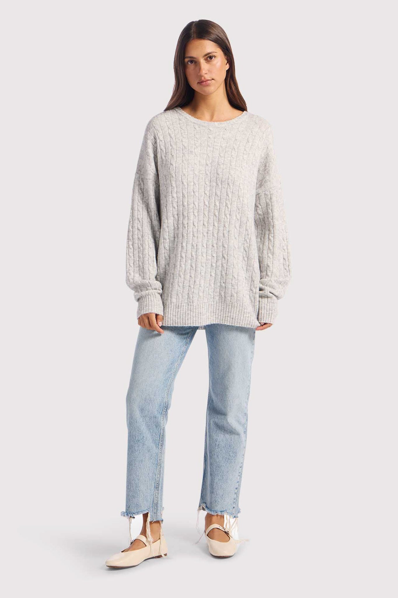 Cozy Knit Cable Crewneck Sweater
