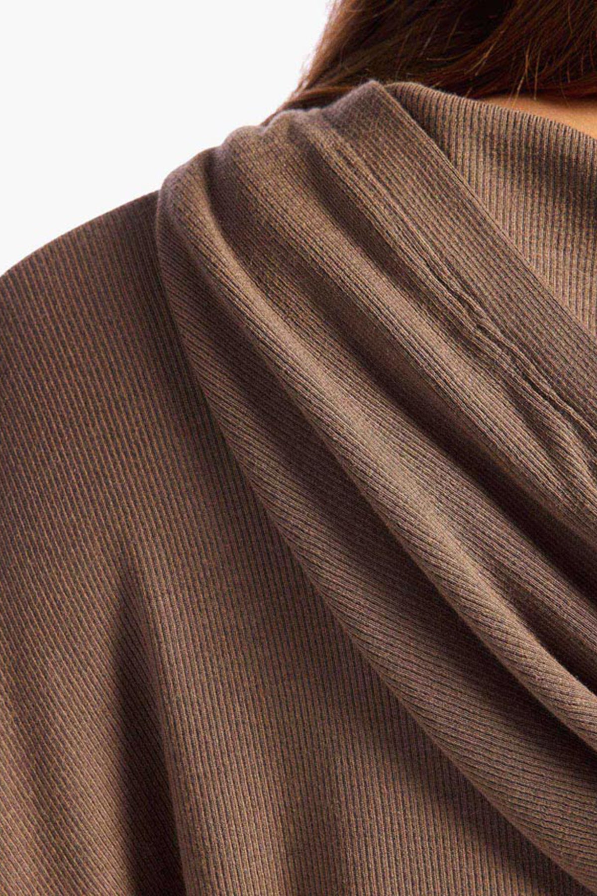 Color:Mocha | nuuds slinky rib hoodie – cozy oversized hoodie women’s long sleeve ribbed top