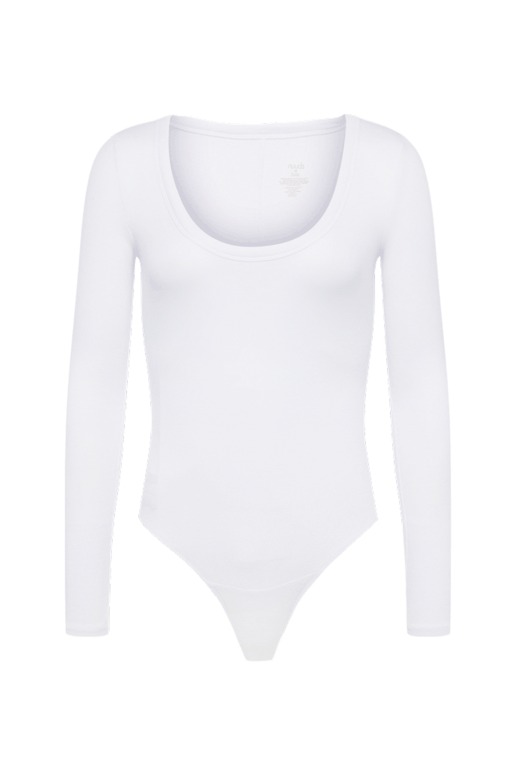 Color:White | Slinky Rib Long Sleeve Bodysuit