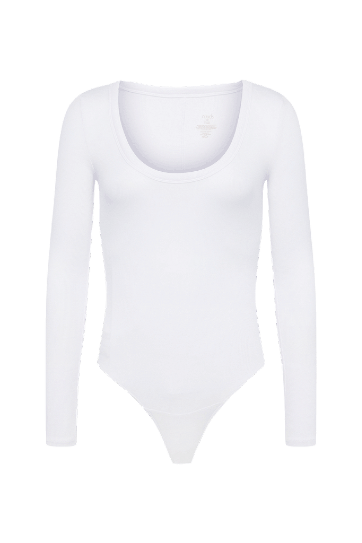 Color:White | Slinky Rib Long Sleeve Bodysuit