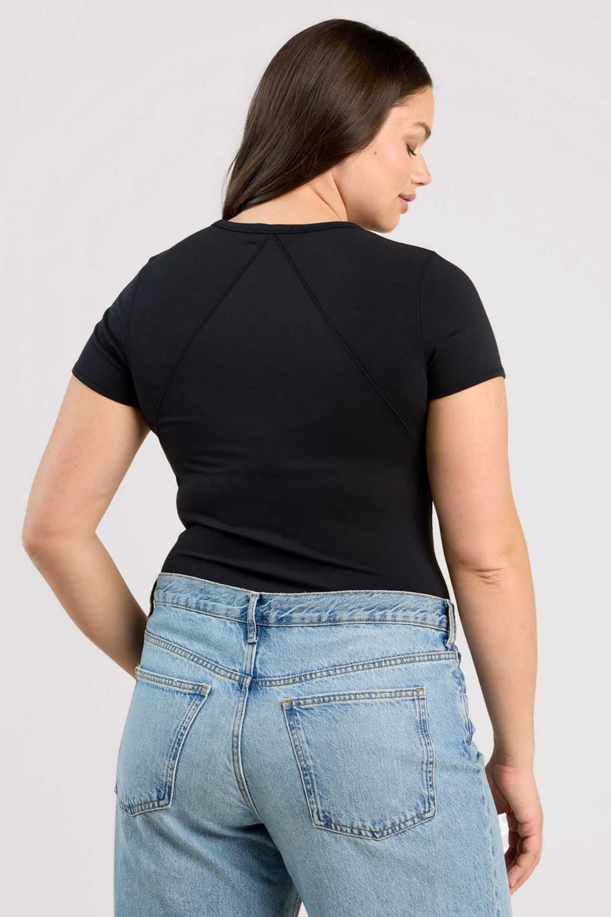 Color:Black | nuuds seamed tee – fitted t-shirts for women vintage sports t-shirts basic tees tops for women