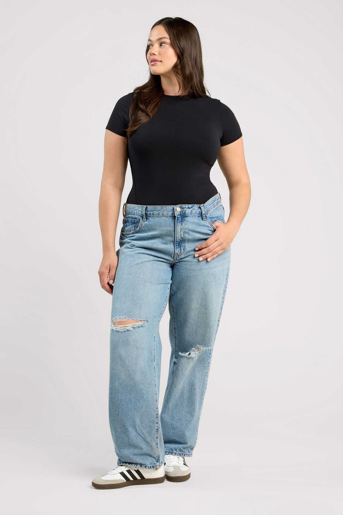 Color:Black | nuuds seamed tee – fitted t-shirts for women vintage sports t-shirts basic tees tops for women