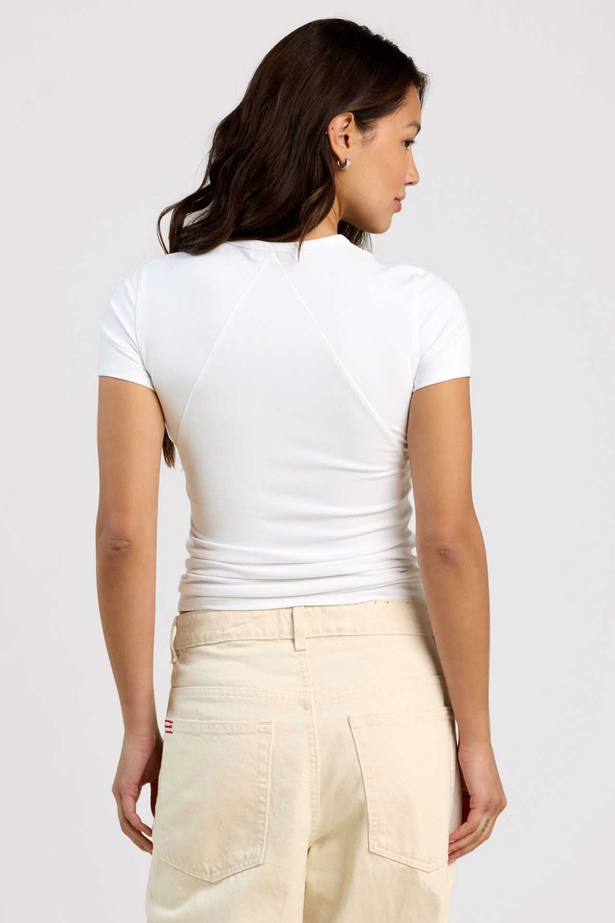 Color:White | nuuds seamed tee – fitted t-shirts for women vintage sports t-shirts basic tees tops for women