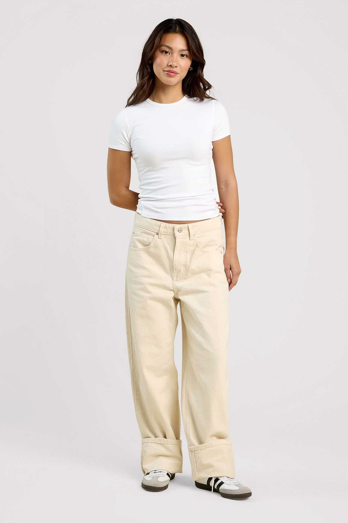 Color:White | nuuds seamed tee – fitted t-shirts for women vintage sports t-shirts basic tees tops for women