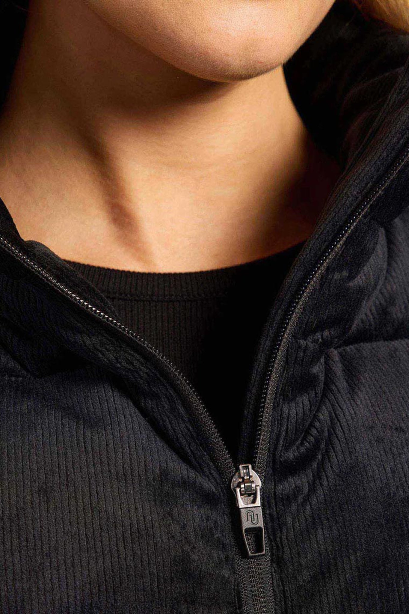 Ribbed Velour Puffer Vest