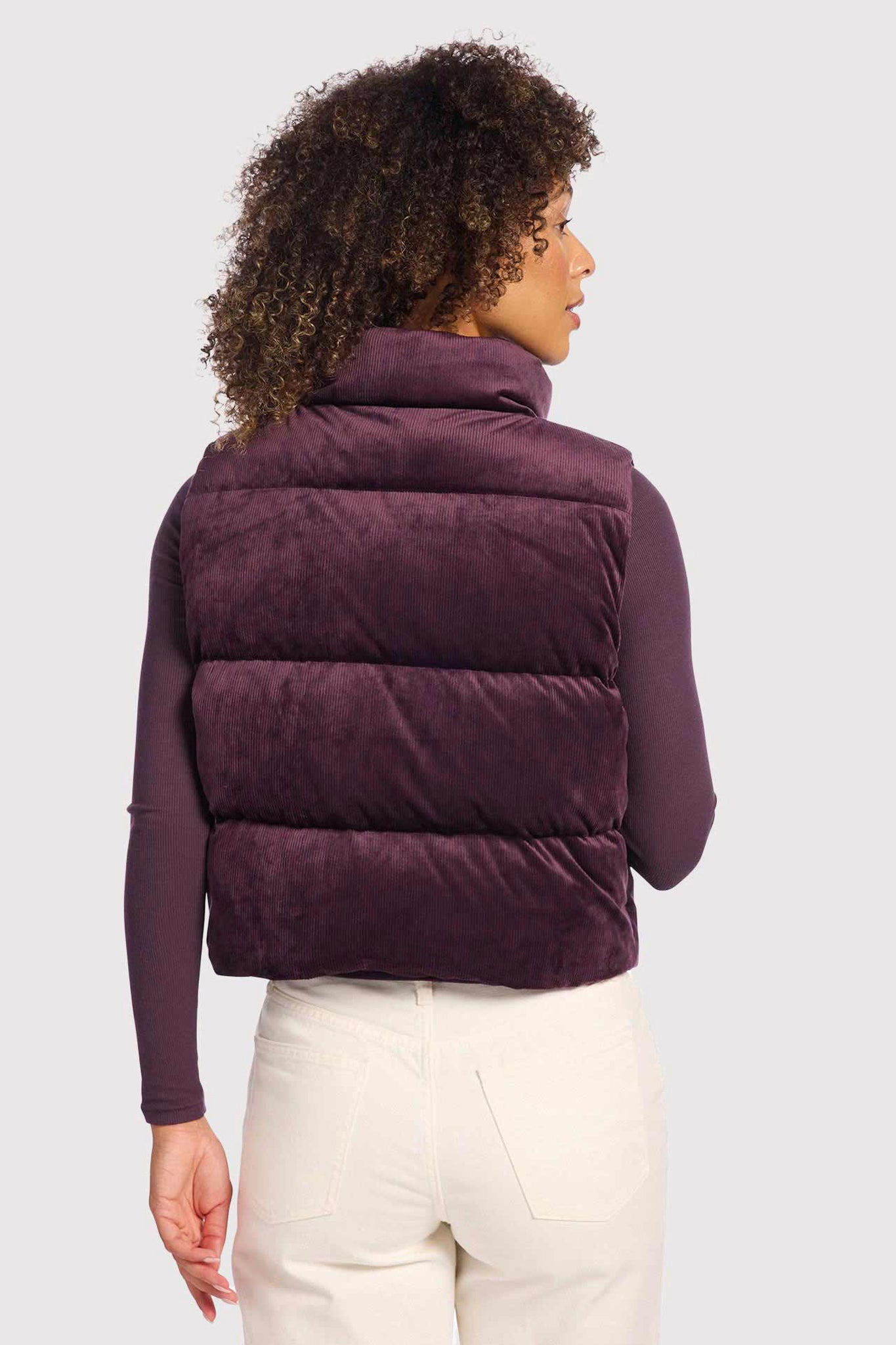 Ribbed Velour Puffer Vest