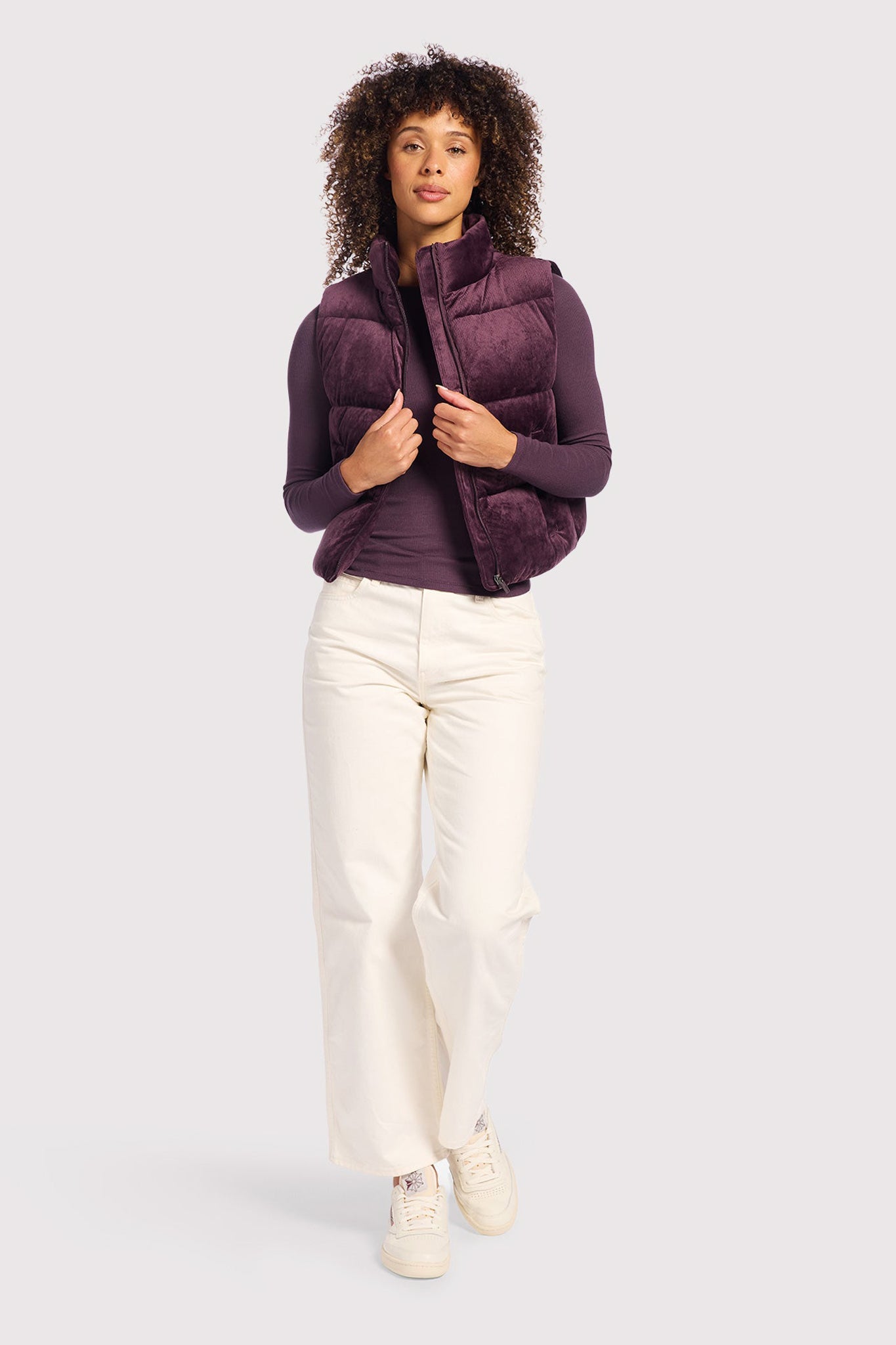 Ribbed Velour Puffer Vest