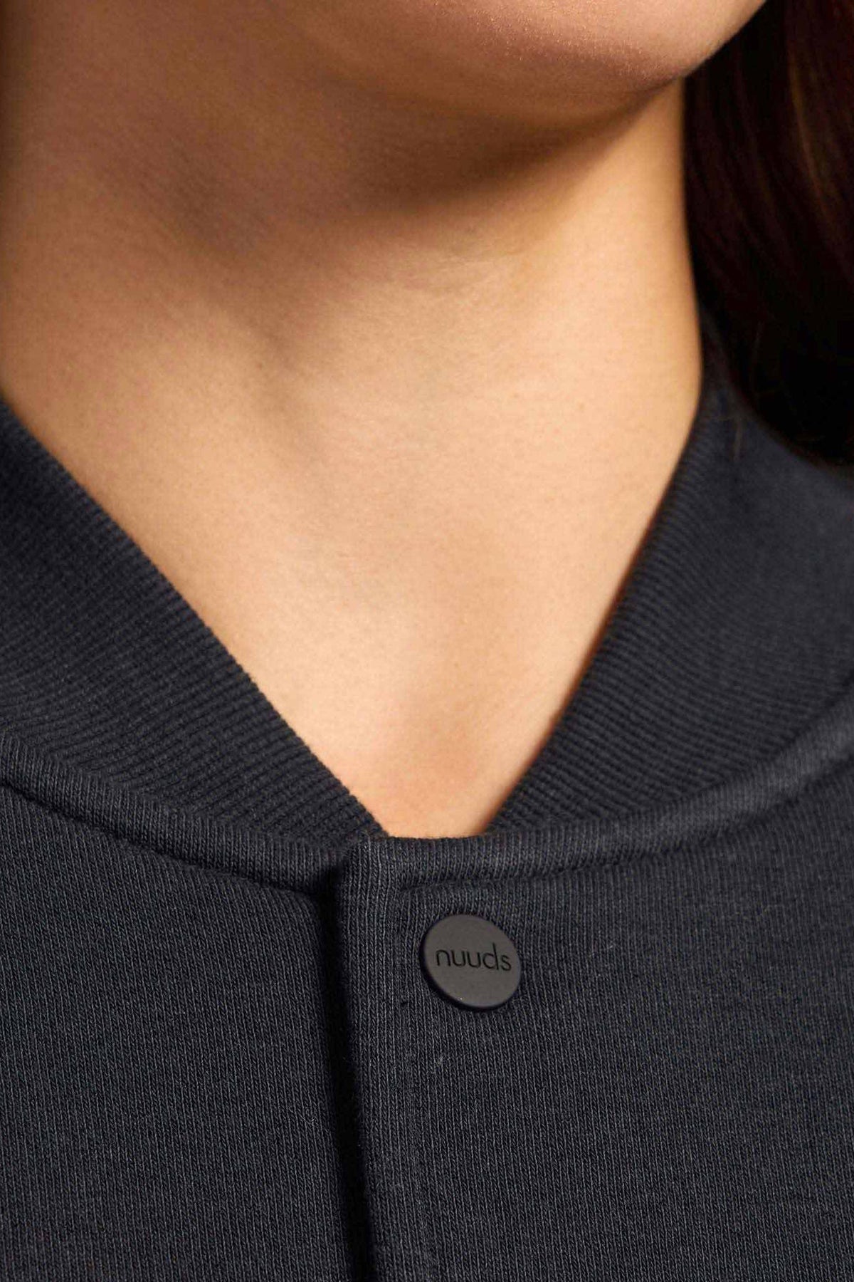 Color:Black | nuuds alumni jacket – women’s button jacket cozy fleece jacket