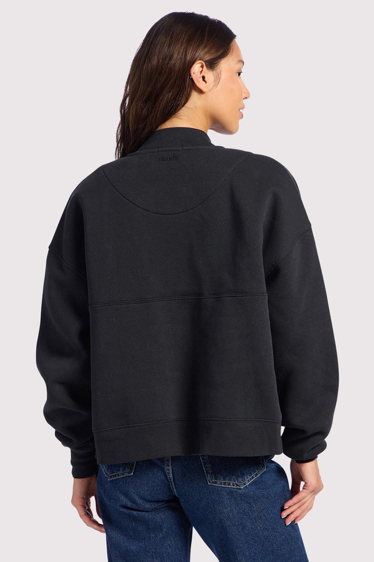Color:Black | nuuds alumni jacket – women’s button jacket cozy fleece jacket