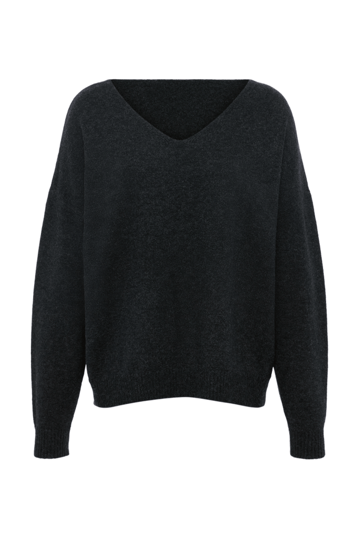 Color:Black | nuuds cozy knit v-neck sweater – women’s long sleeve top soft knit relaxed fit