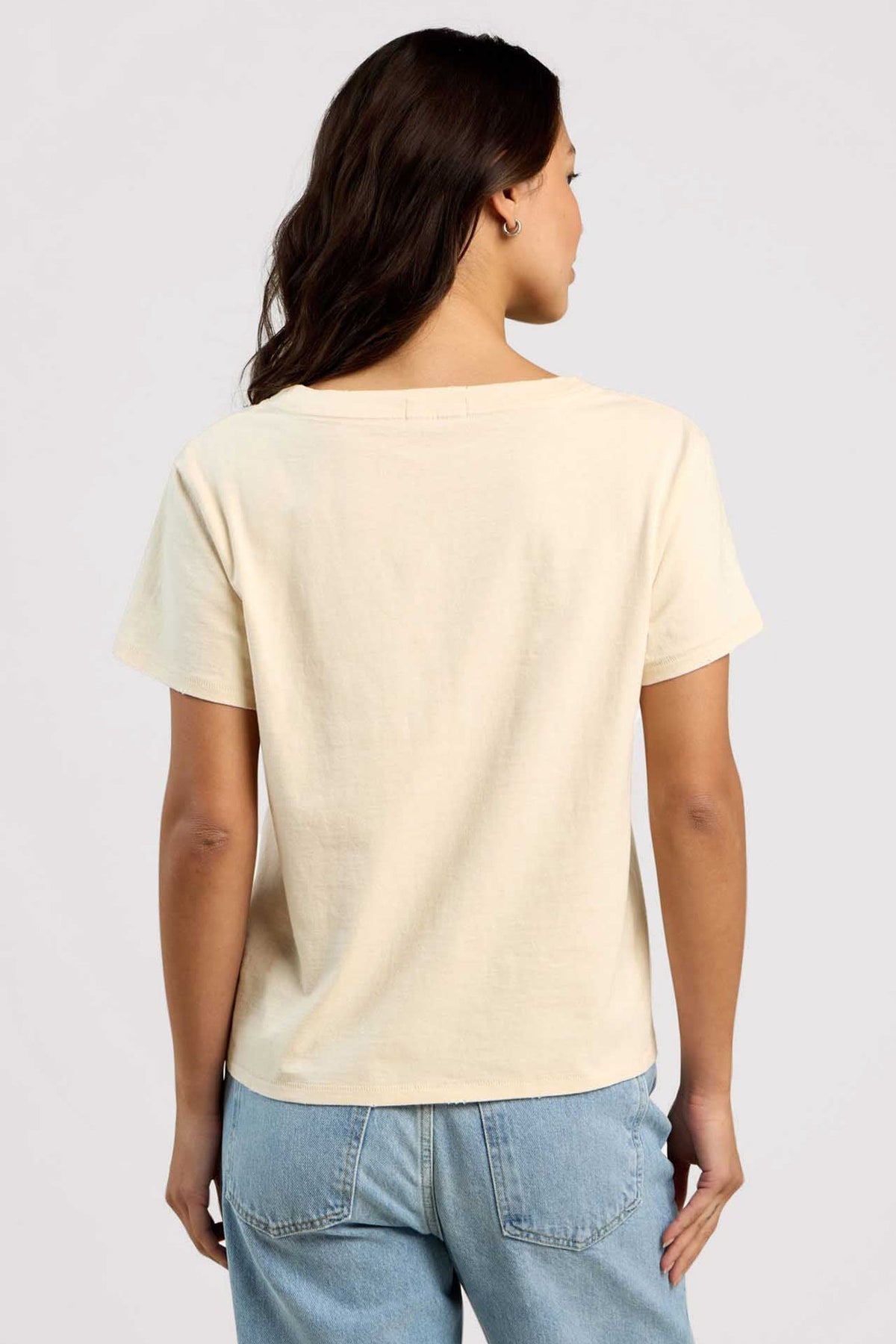 Color:Bone | nuuds v-neck everyday t-shirt – v-neck t-shirts womens cotton tee shirts basic tees tops for women