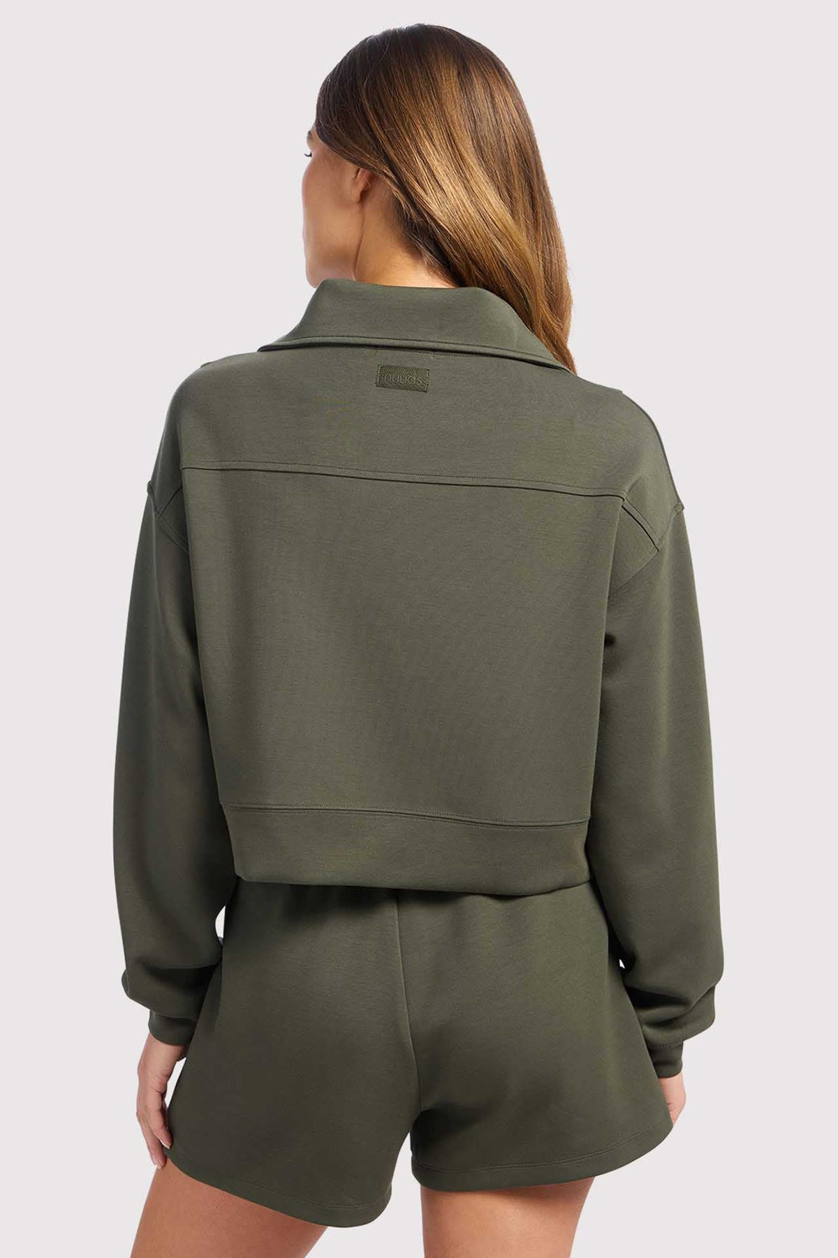 Color:Darkest Olive | nuuds soft motion quarter zip – women’s quarter zip sweatshirt relaxed fit pullover