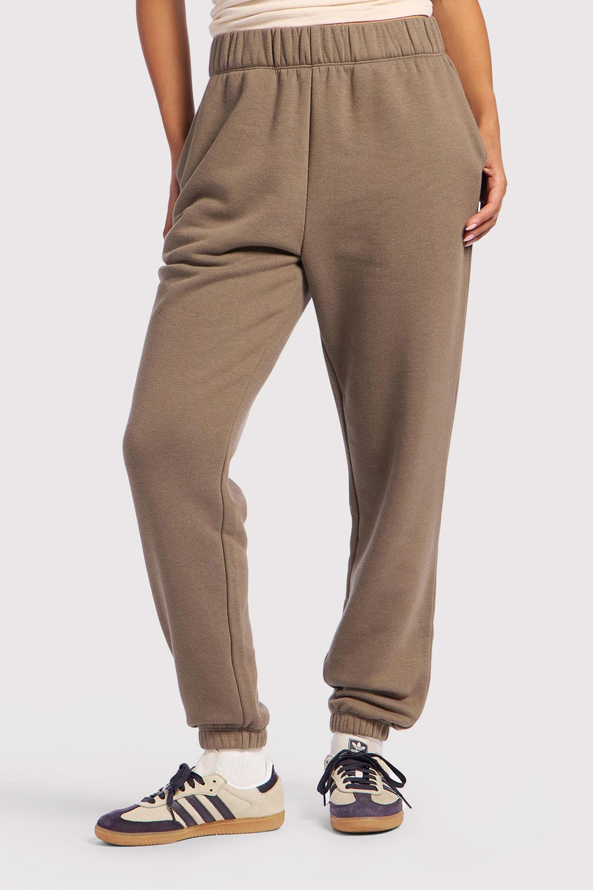 Color:Mocha | nuuds vintage fleece jogger jogging pants casual pants for women comfort women pants