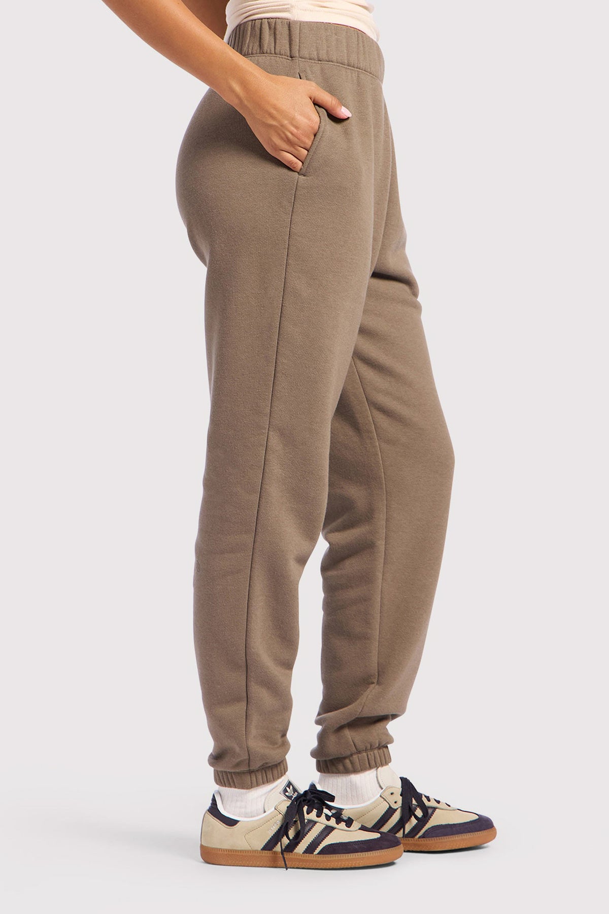 Color:Mocha | nuuds vintage fleece jogger jogging pants casual pants for women comfort women pants
