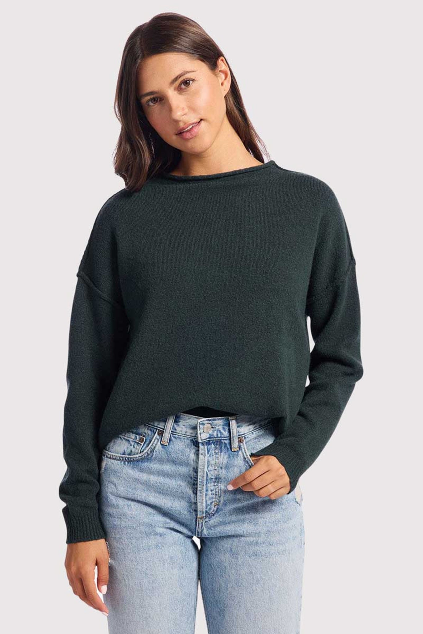 nuuds cozy knit mockneck sweater – womens sweater cozy sweater soft knitwear