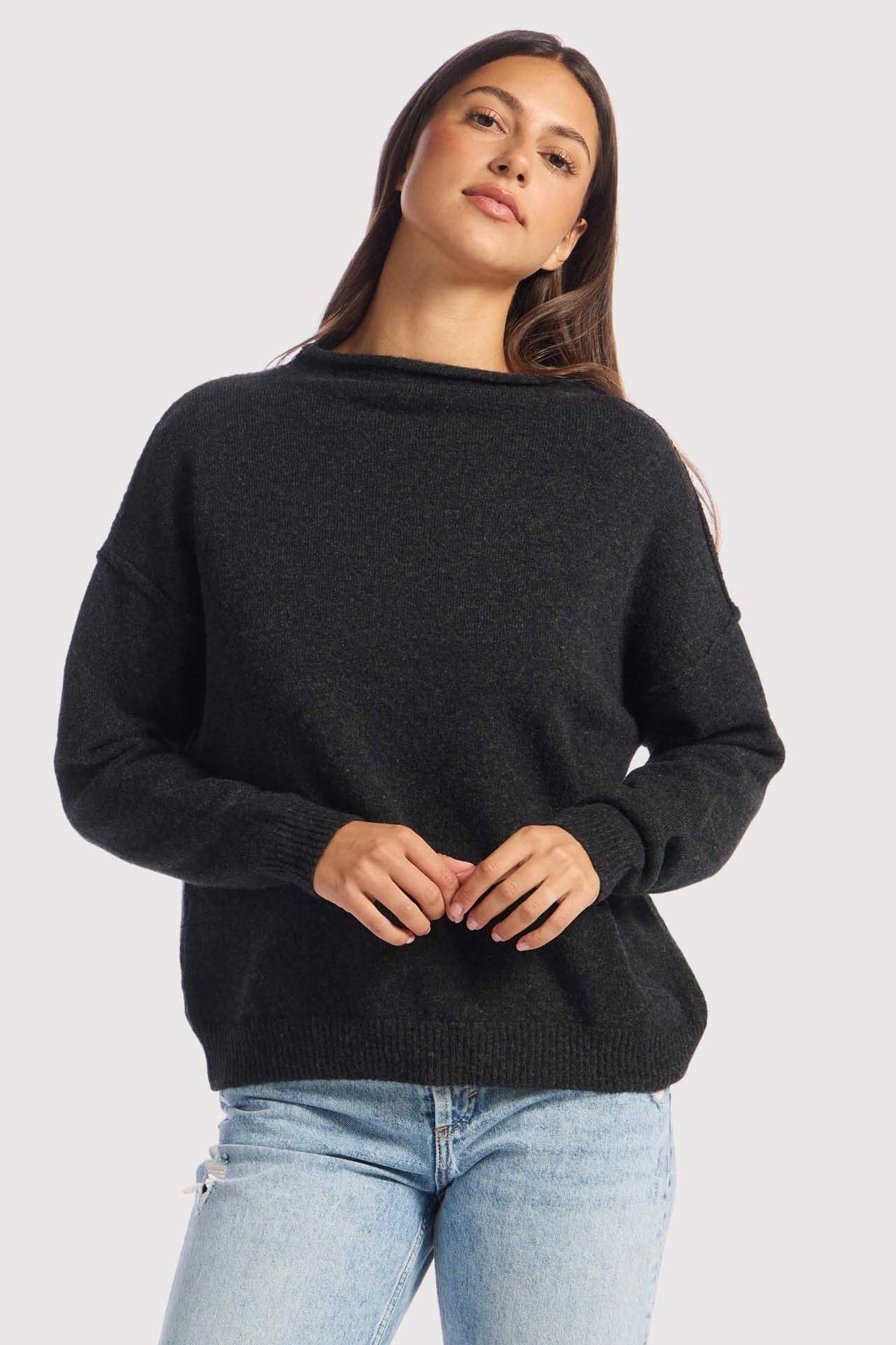 Cozy Knit Mock Neck Sweater