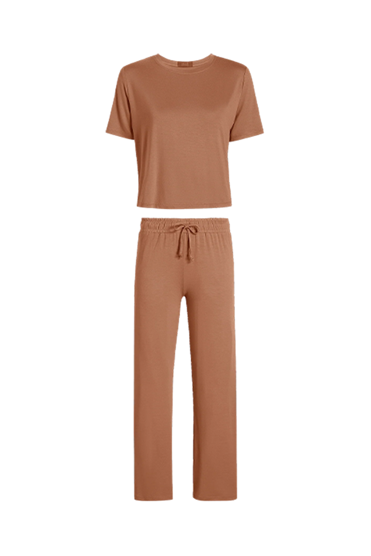 Color:Clay | nuuds women’s matching pajama set - soft cooling pajamas for women short sleeve + pant