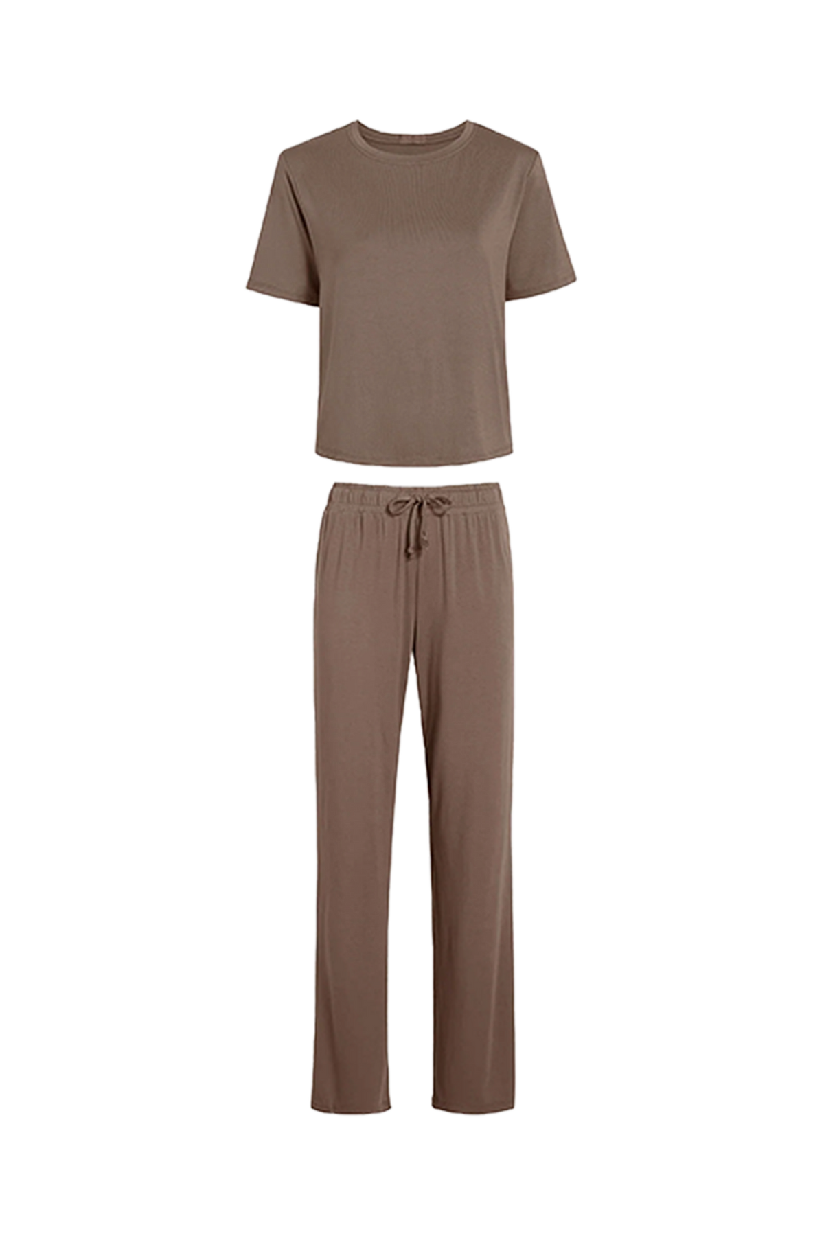 Color:Mocha | nuuds women’s matching pajama set - soft cooling pajamas for women short sleeve + pant