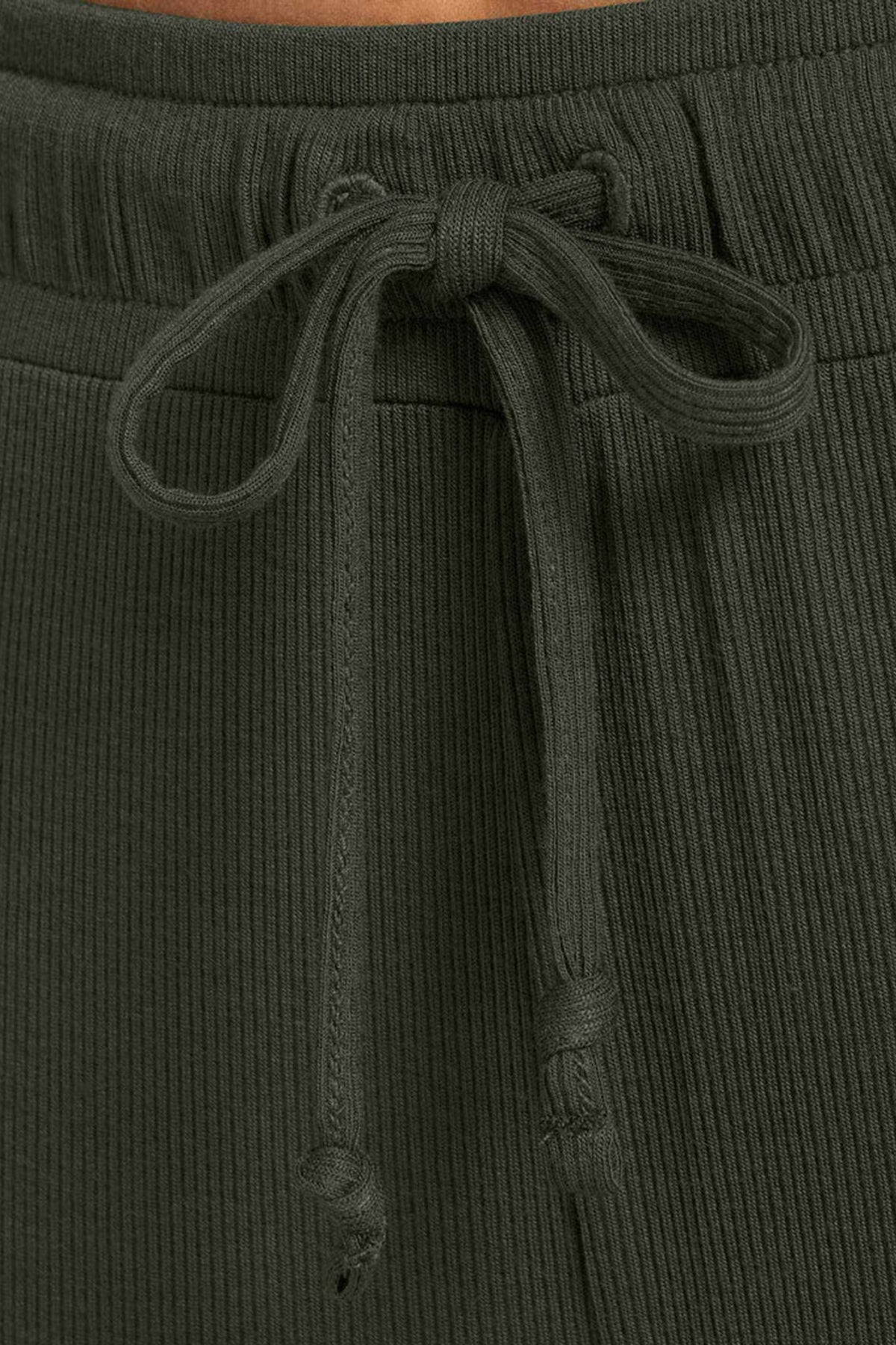 Color:Darkest Olive | Ribbed Pajama Set