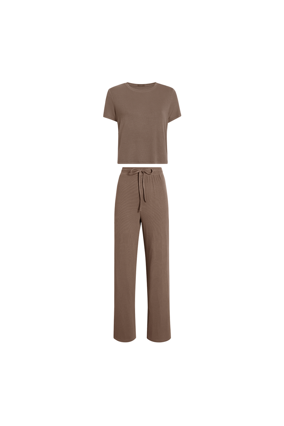 Color:Mocha | Ribbed Pajama Set