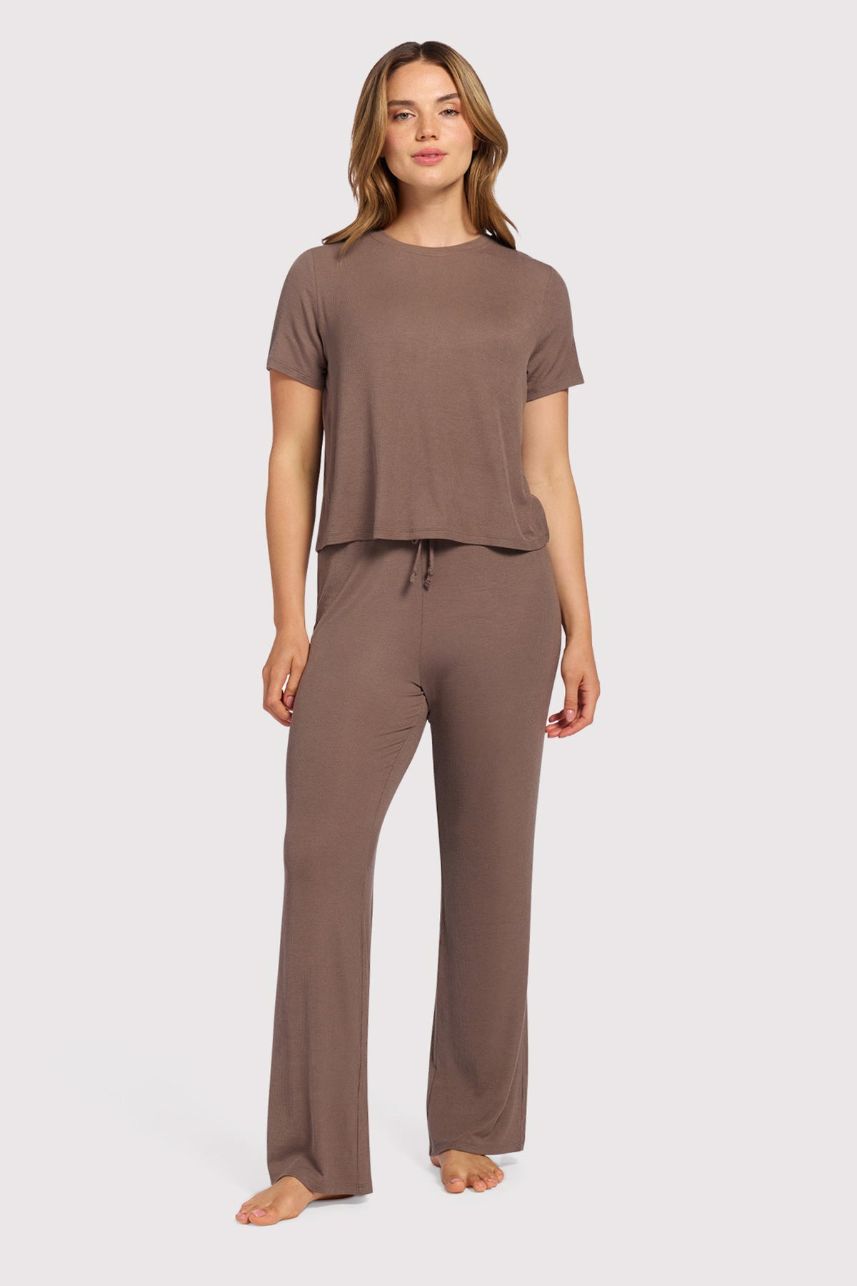 Color:Mocha | Ribbed Pajama Set