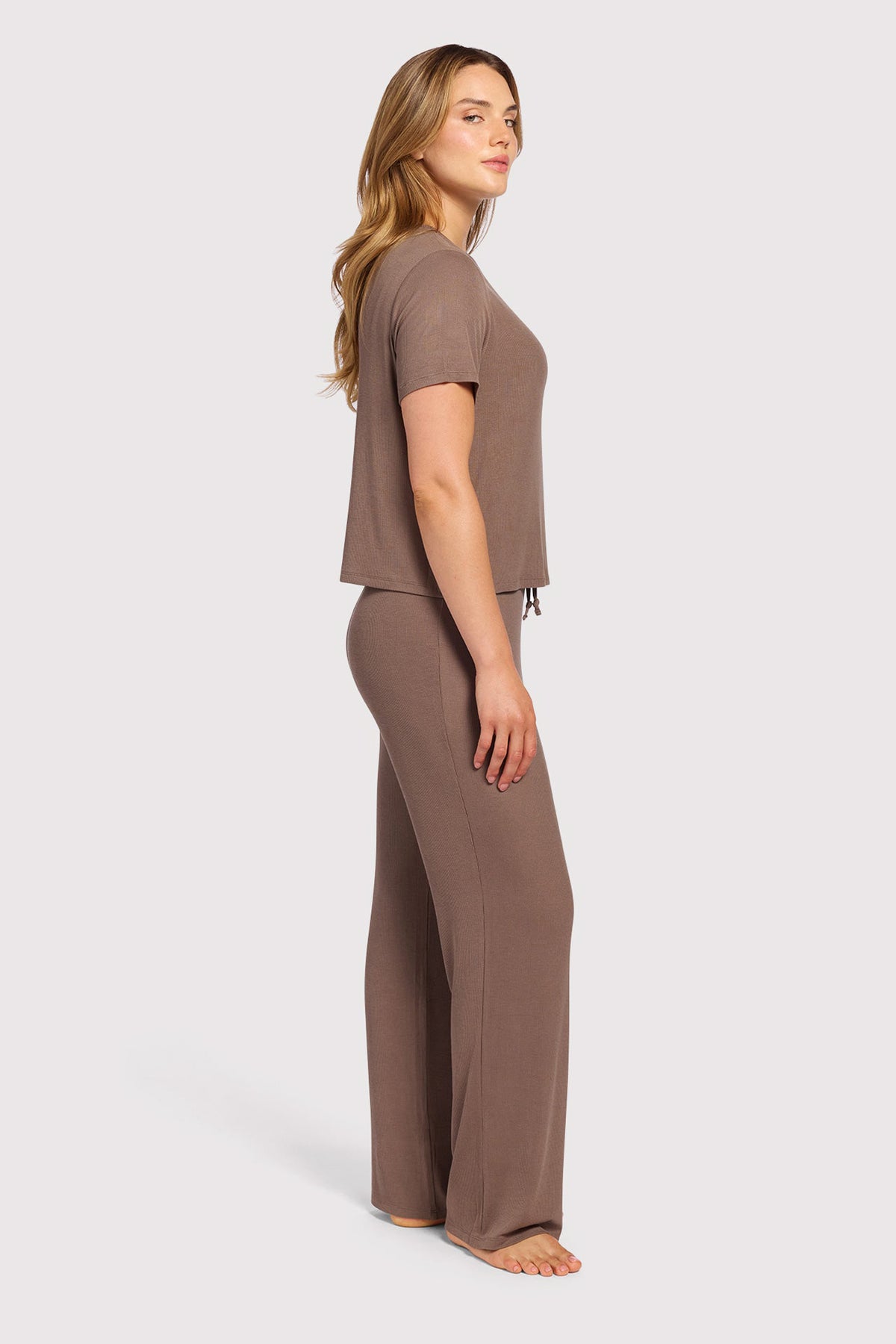 Color:Mocha | Ribbed Pajama Set