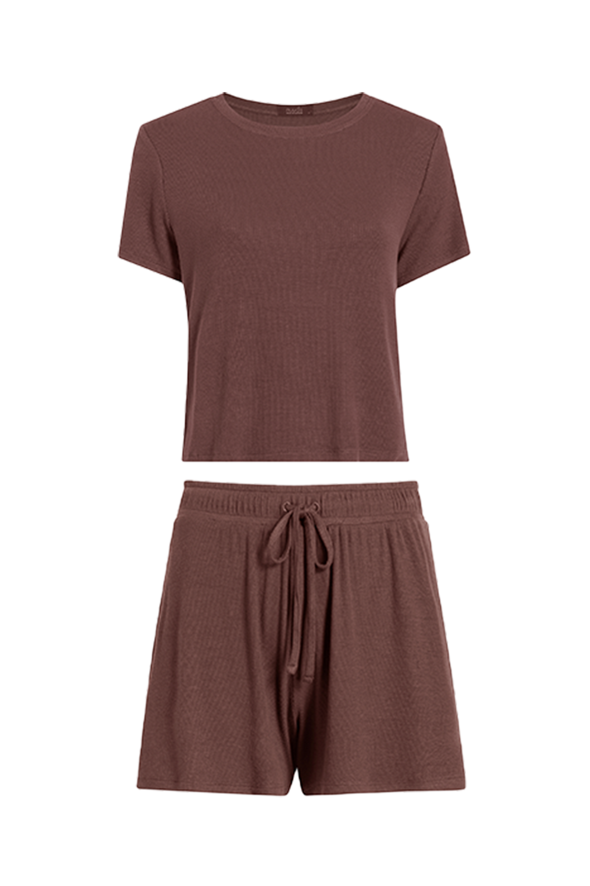 Color:Coffee | Ribbed Pajama Short Set