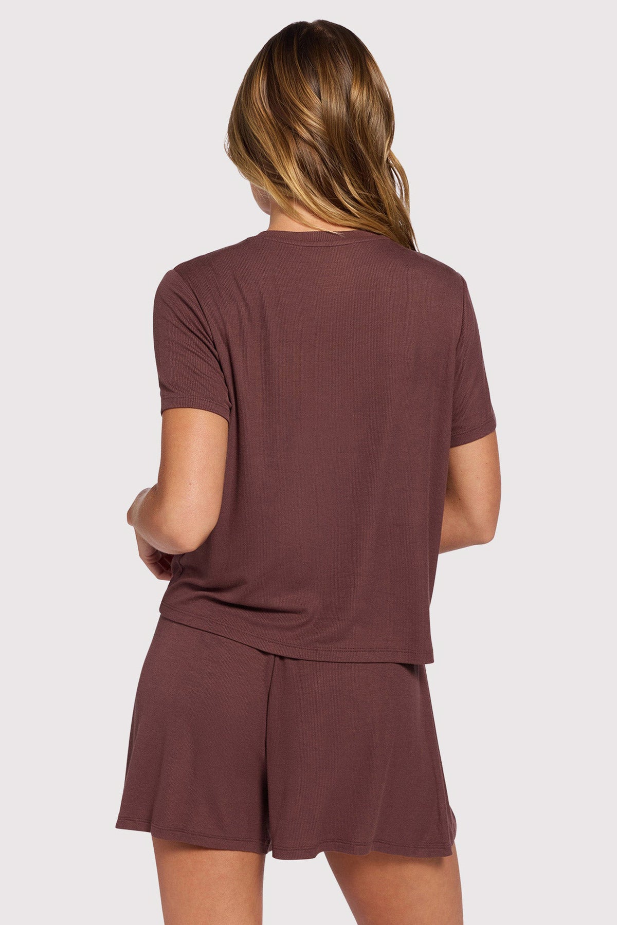 Color:Coffee | Ribbed Pajama Short Set