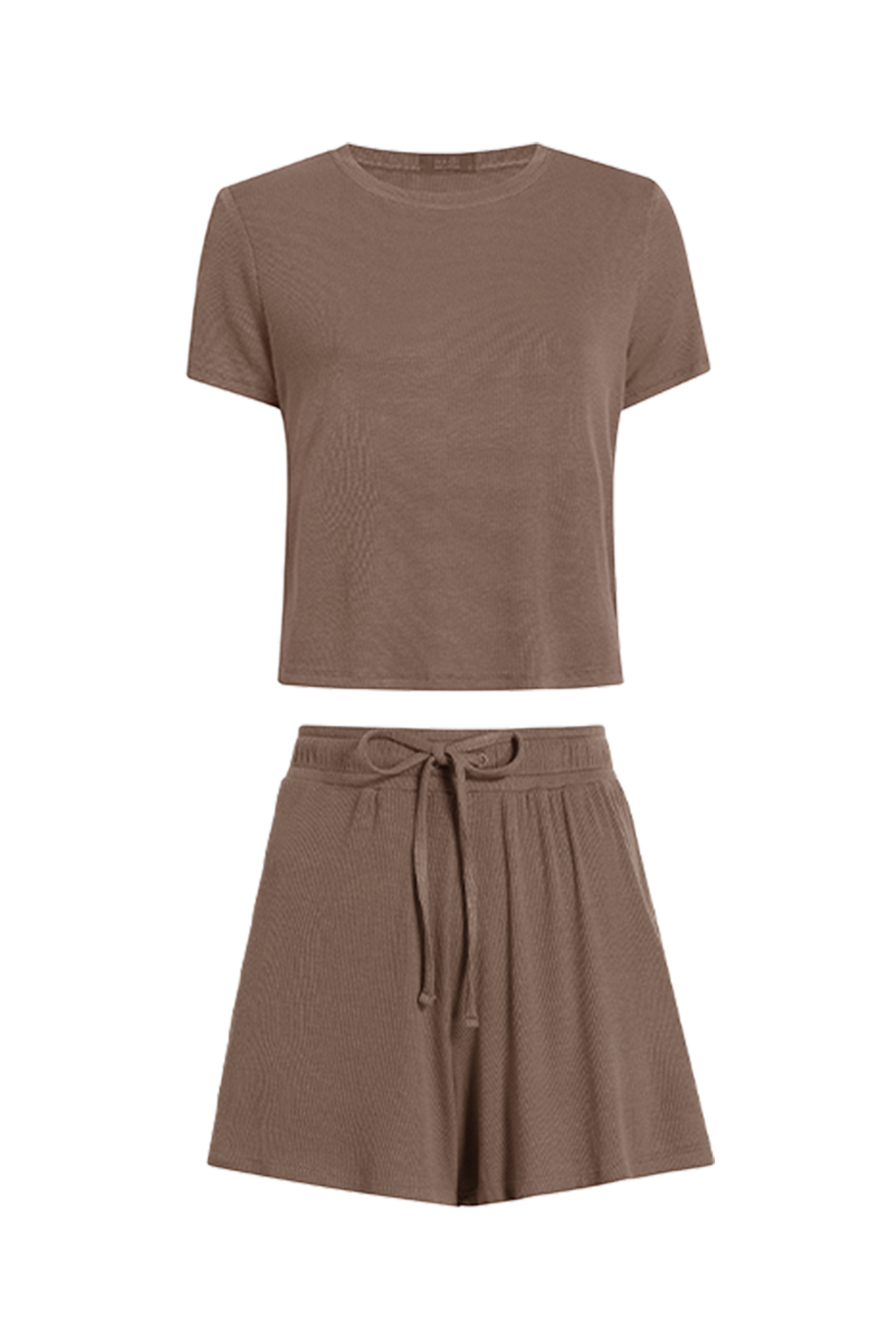 Color:Mocha | Ribbed Pajama Short Set