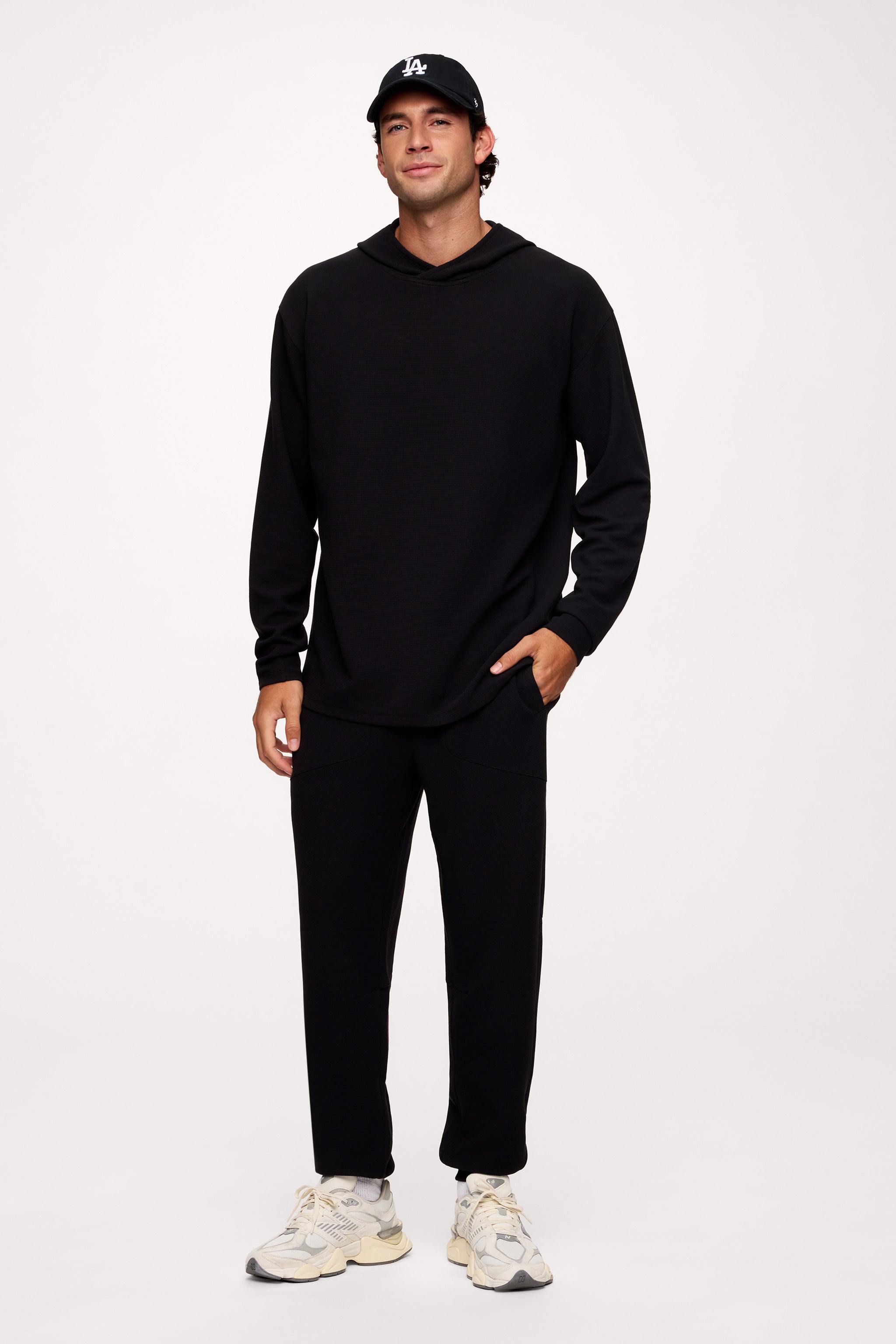 Performance Waffle Hoodie | Black – nuuds