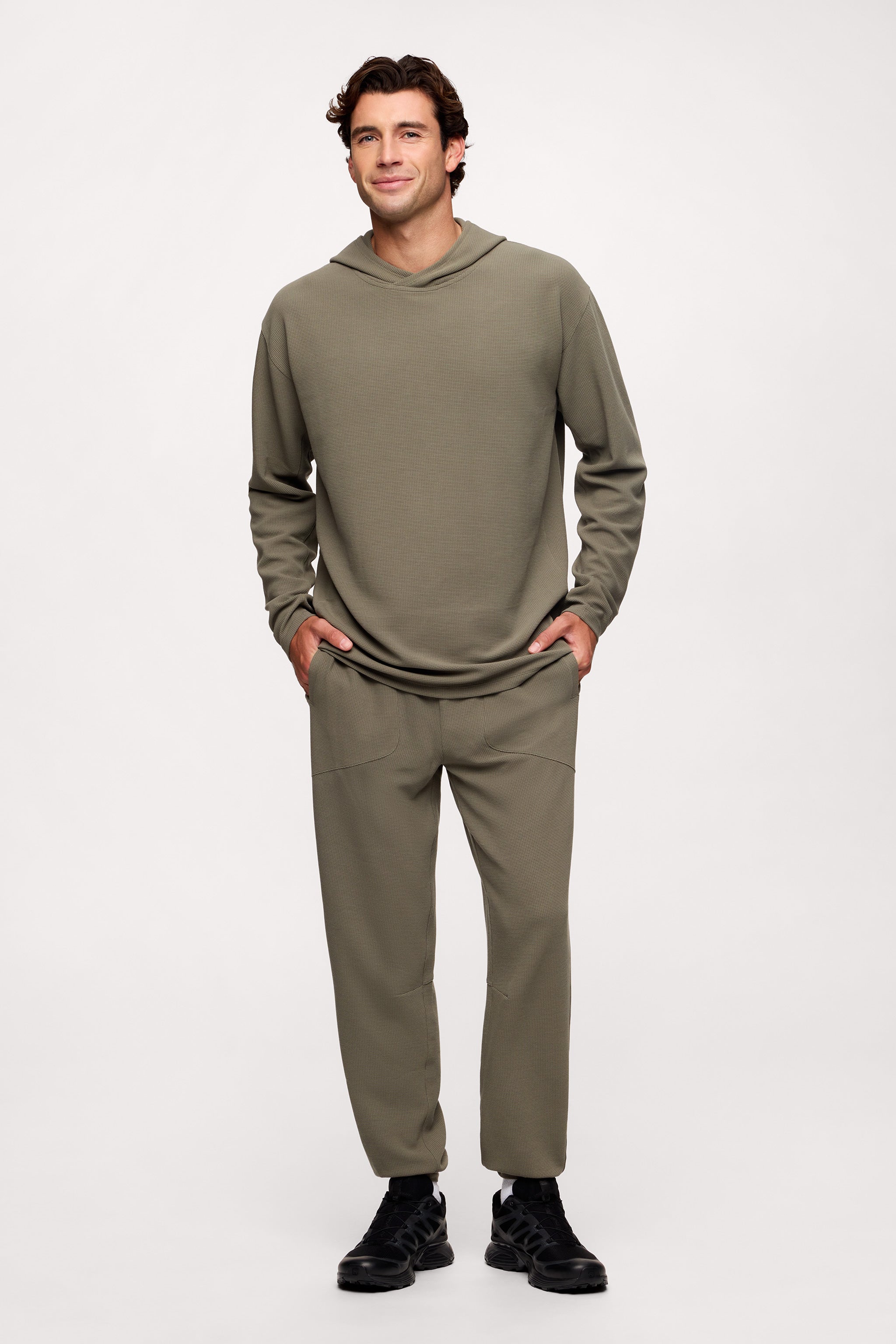 Performance Waffle Hoodie | Olive – nuuds