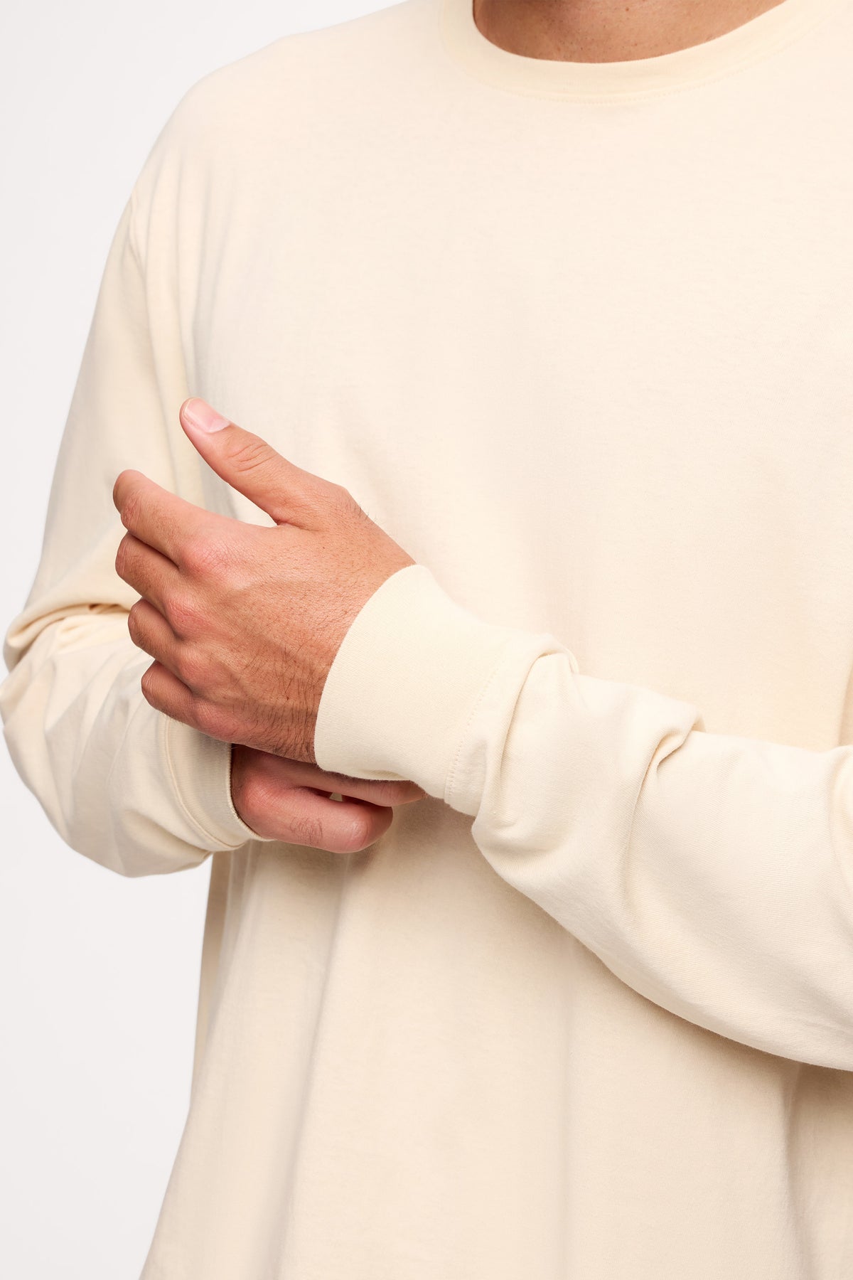 Color:Bone | nuuds mens long sleeve t-shirts vintage cotton - men’s relaxed fit cotton t-shirt long sleeve