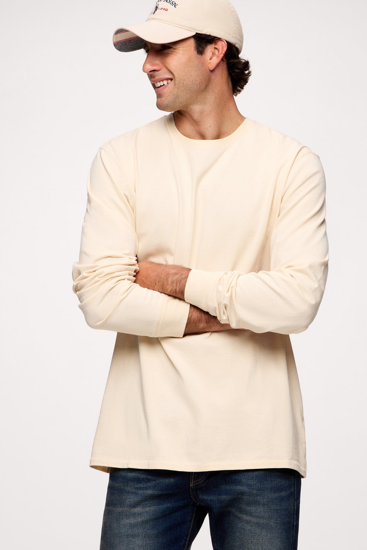 Color:Bone | nuuds mens long sleeve t-shirts vintage cotton - men’s relaxed fit cotton t-shirt long sleeve