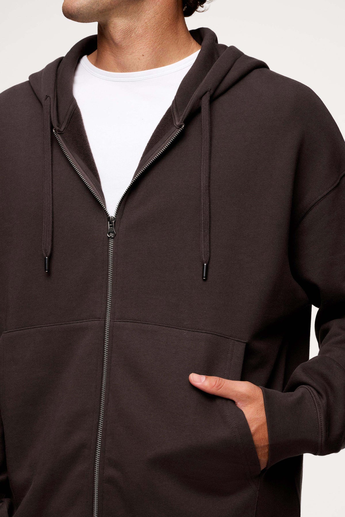 Color:Espresso | nuuds zip up hoodie vintage wash - 100% cotton hoodie zip front