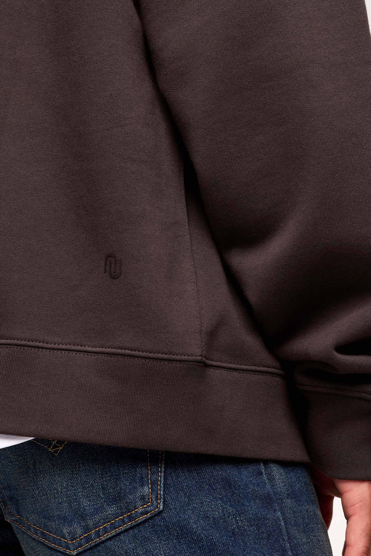 Color:Espresso | nuuds zip up hoodie vintage wash - 100% cotton hoodie zip front