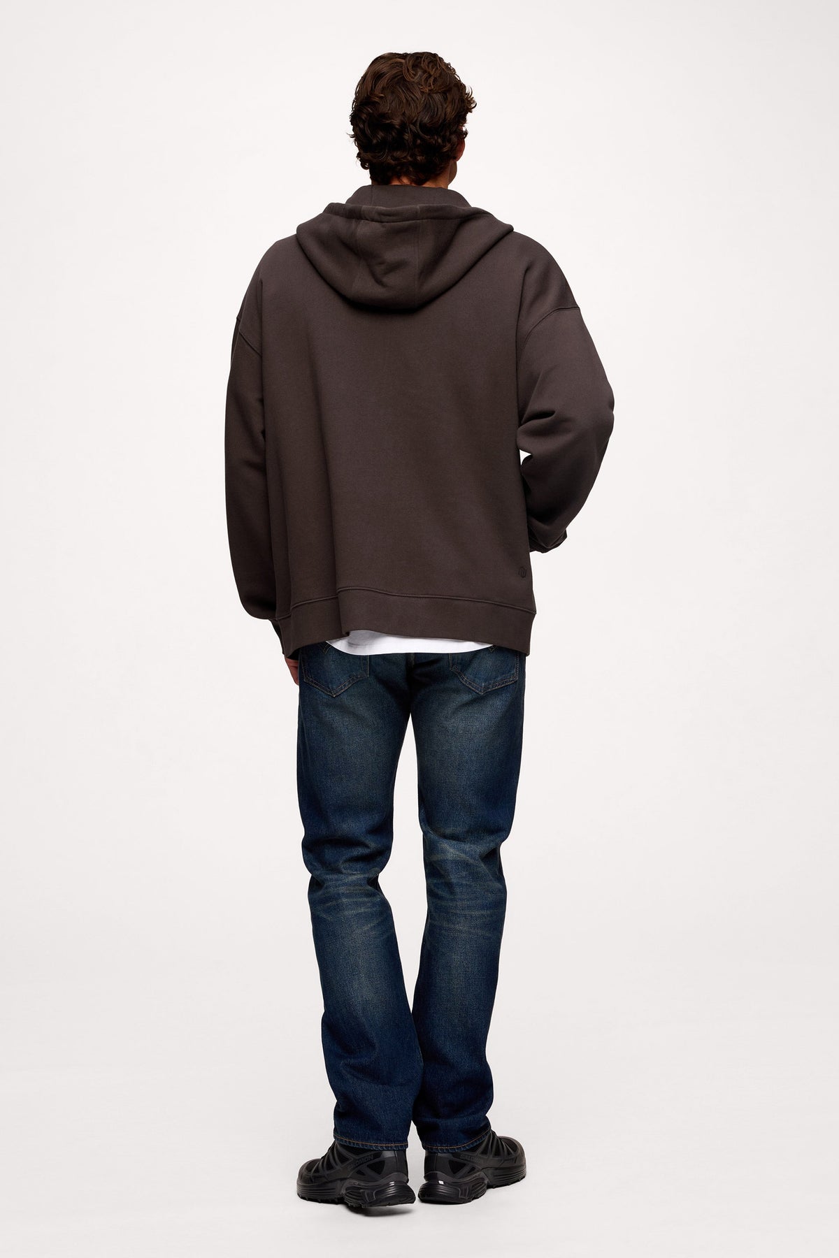 Color:Espresso | nuuds zip up hoodie vintage wash - 100% cotton hoodie zip front