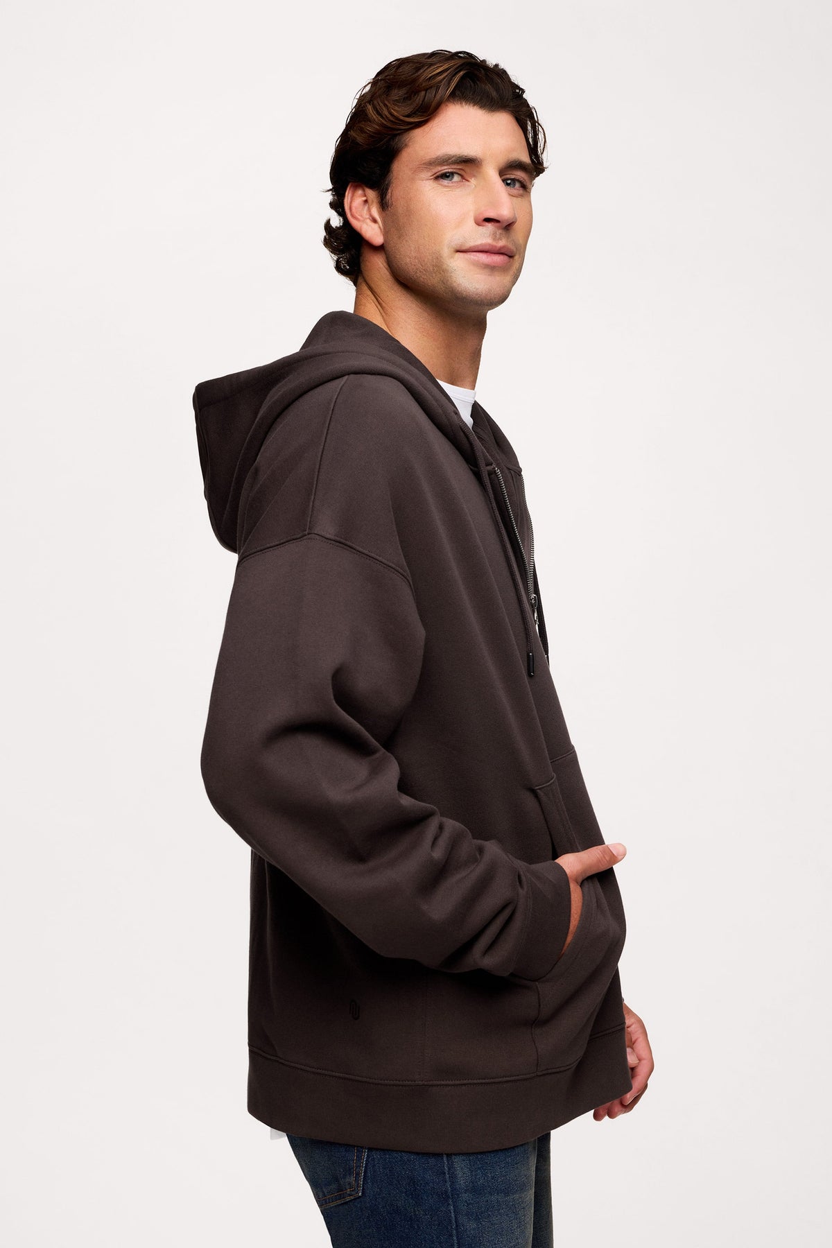 Color:Espresso | nuuds zip up hoodie vintage wash - 100% cotton hoodie zip front