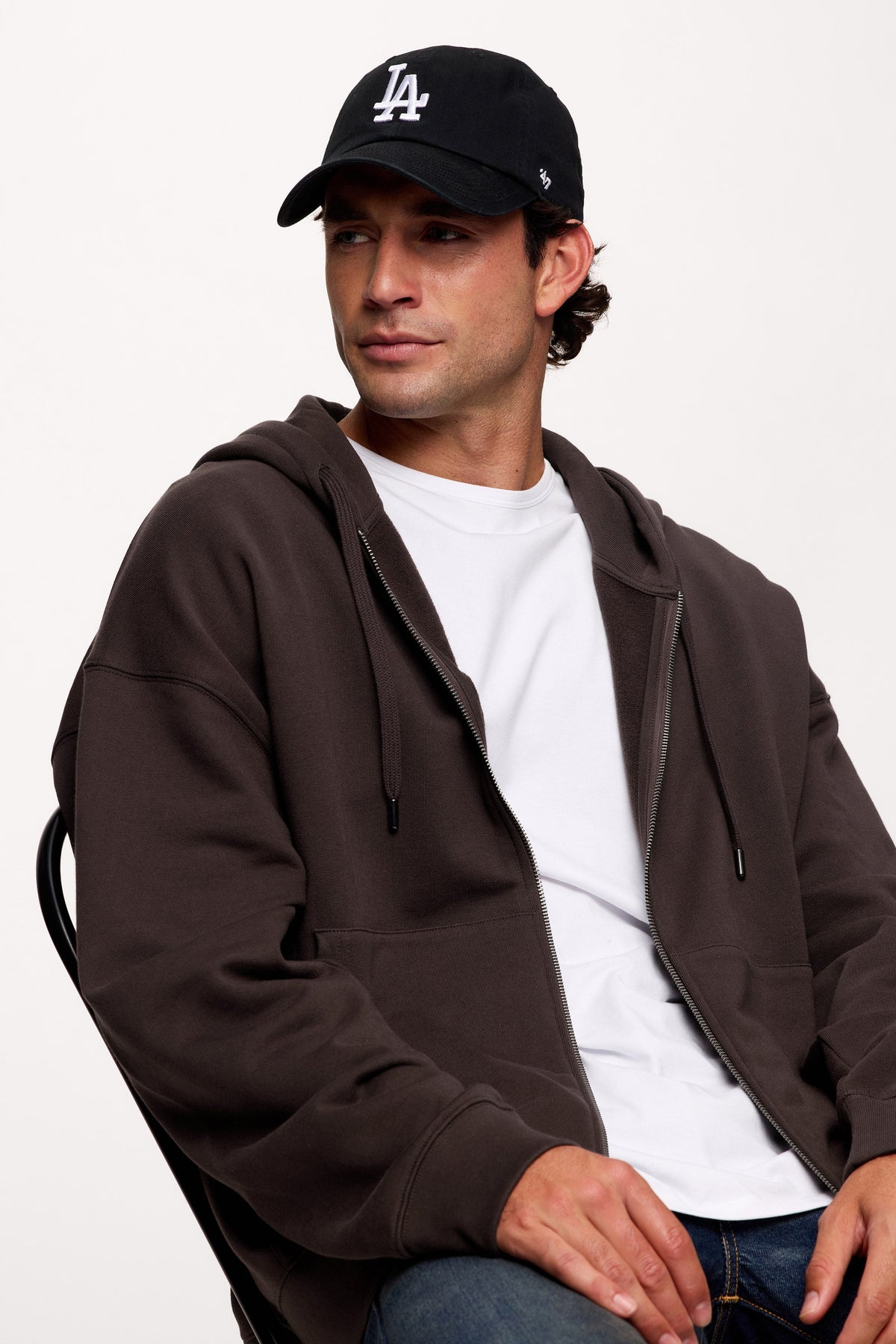 Color:Espresso | nuuds zip up hoodie vintage wash - 100% cotton hoodie zip front
