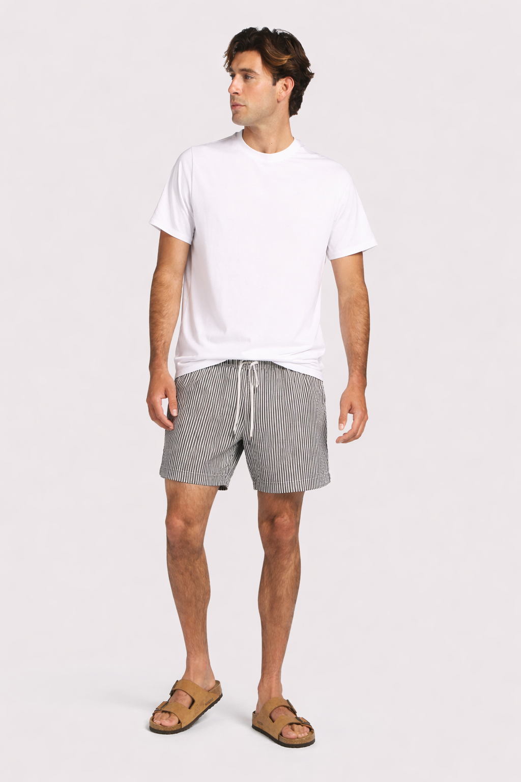 Color:Olive Stripe | Seersucker Swim Trunk