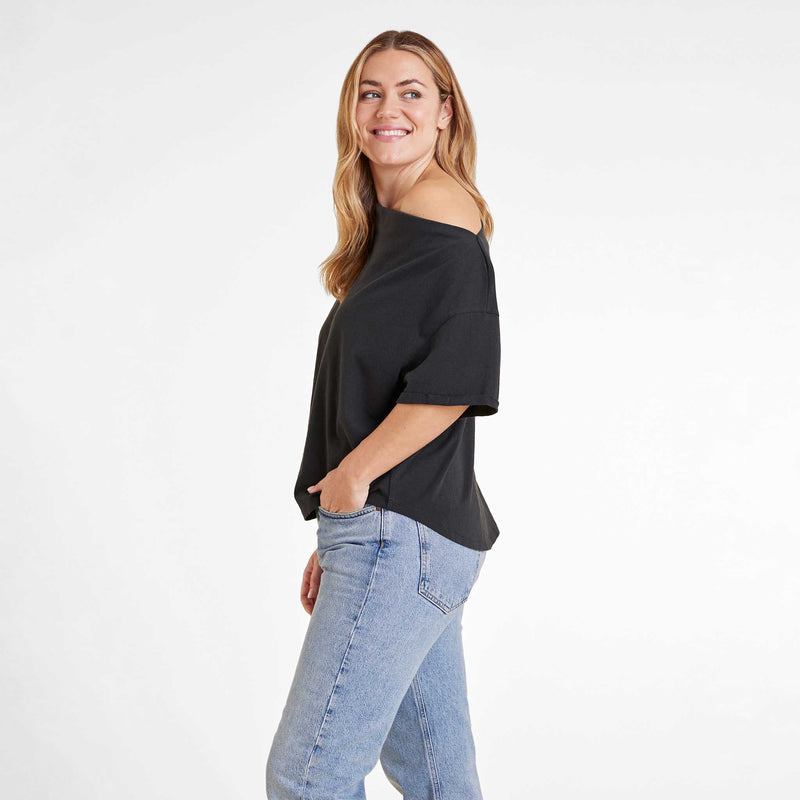 Vintage Cotton Off The Shoulder T-Shirt image 