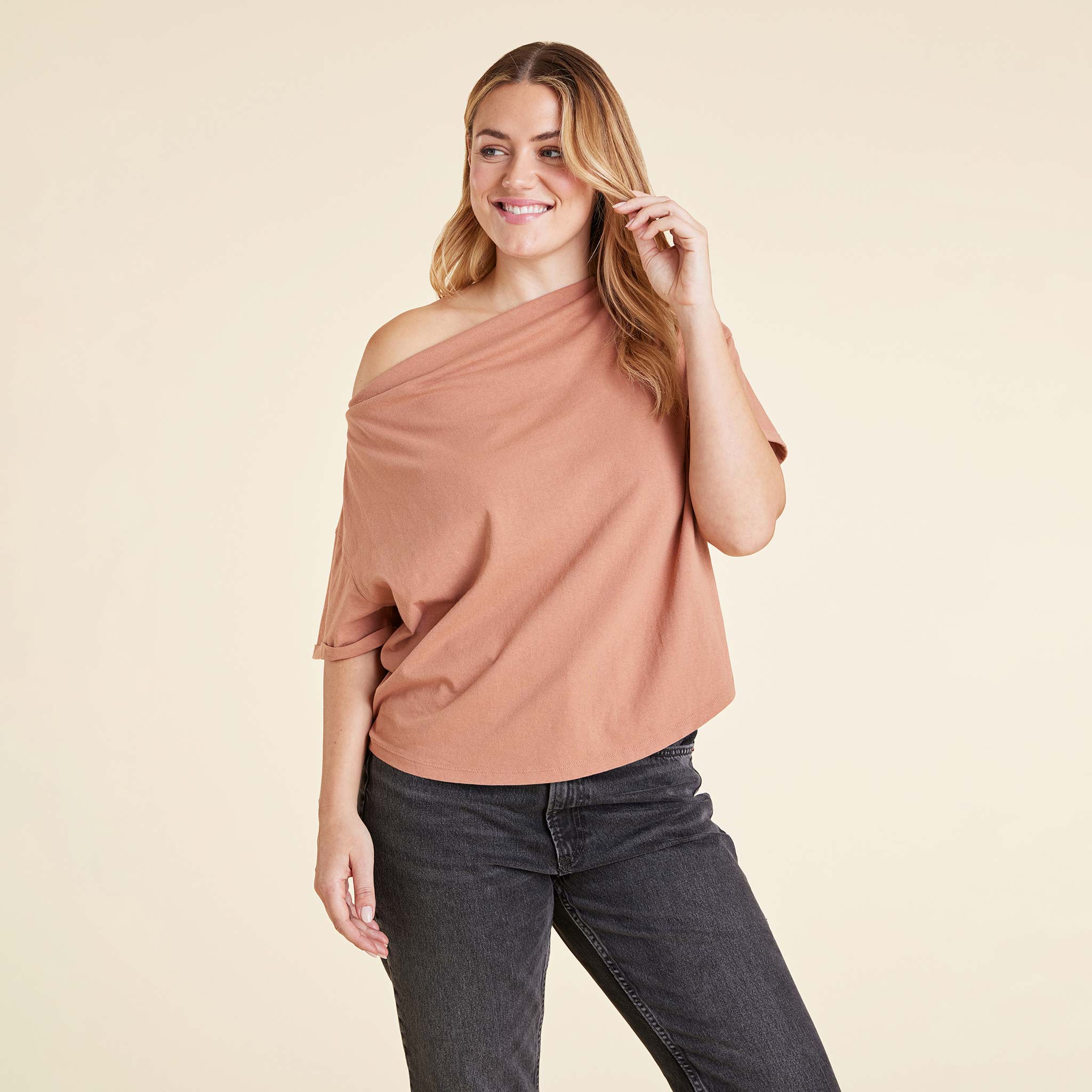 Off The Shoulder T-Shirt | Clay