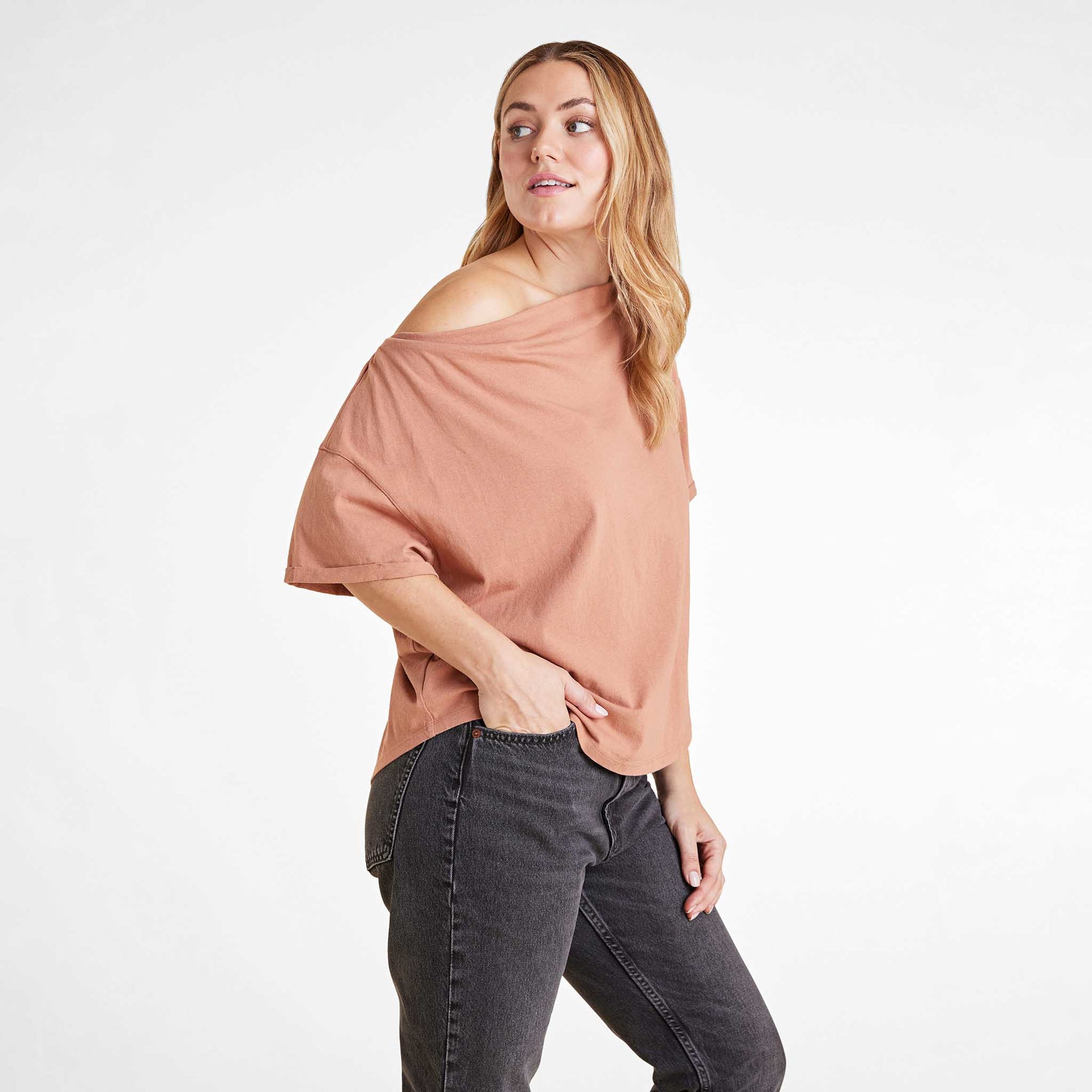 Vintage Cotton Off The Shoulder T-Shirt