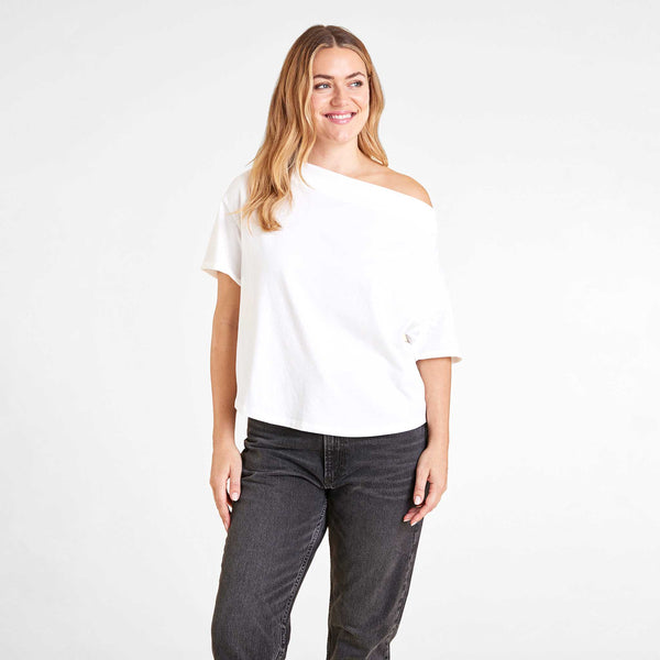 Vintage Cotton Off The Shoulder T-Shirt | White