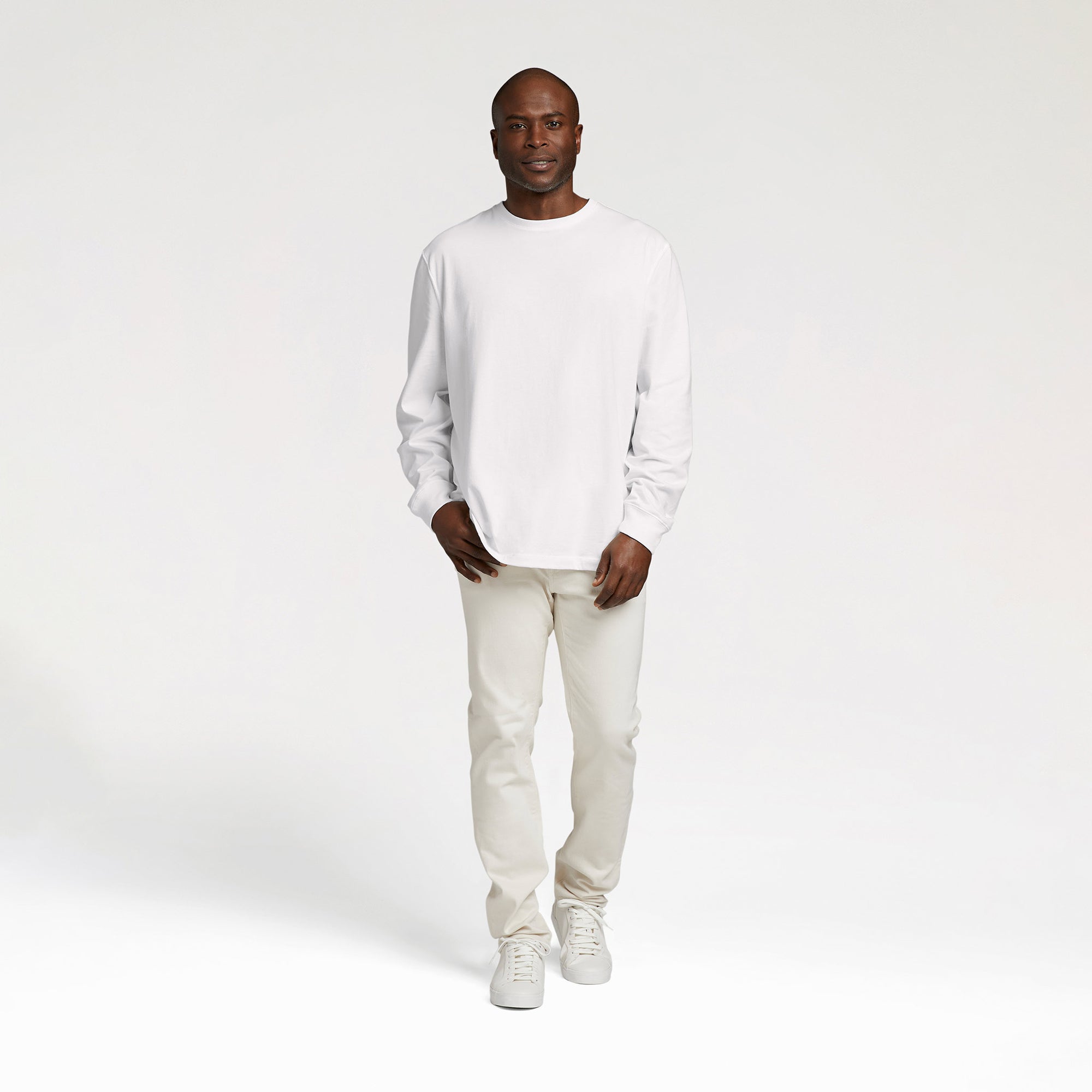 Long Sleeve Boxy Tee | White