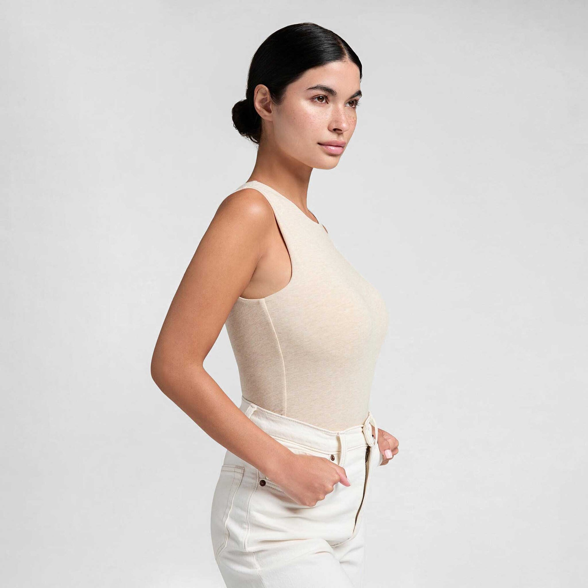 Classic Crew Tank Bodysuit | Heather Bone