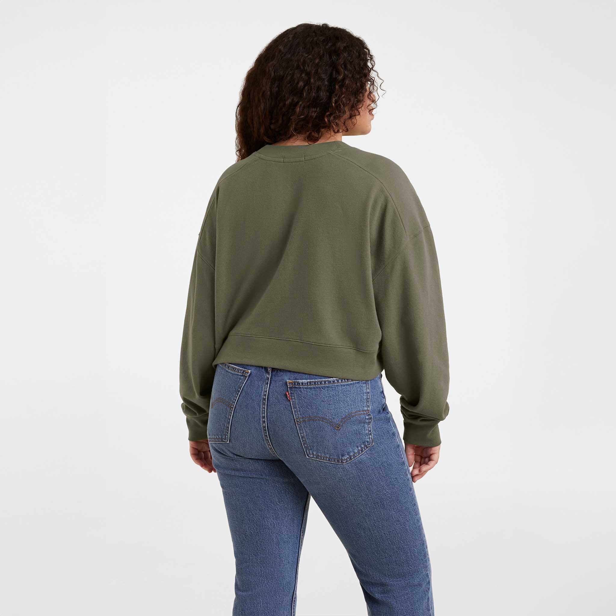 Cropped Crewneck Sweatshirt | Olive