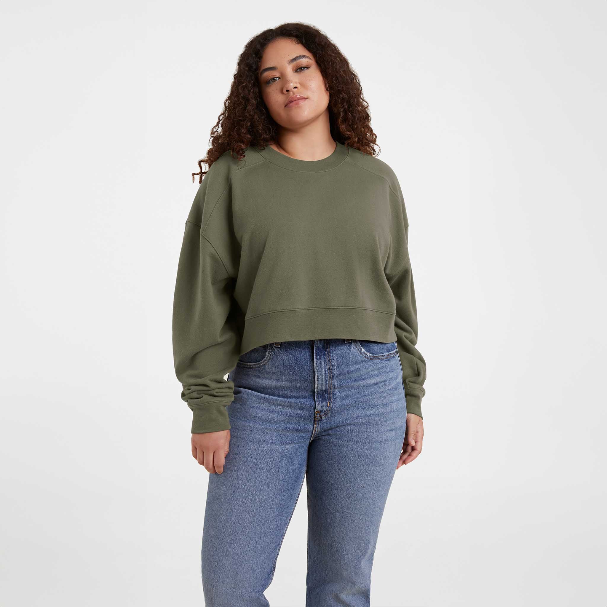 Crop boyfriend crewneck sweatshirt new arrivals