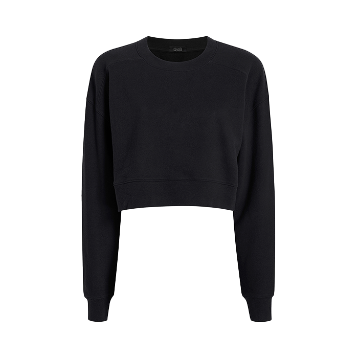 Cropped Crewneck Sweatshirt | Black