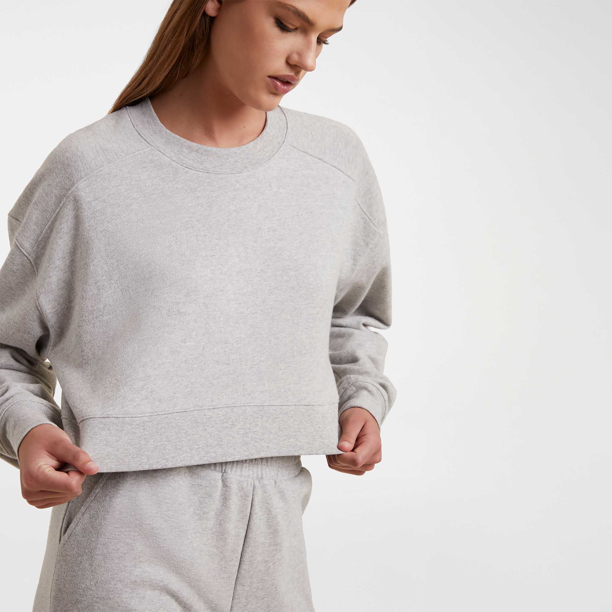 Cropped Crewneck Sweatshirt Heather Grey