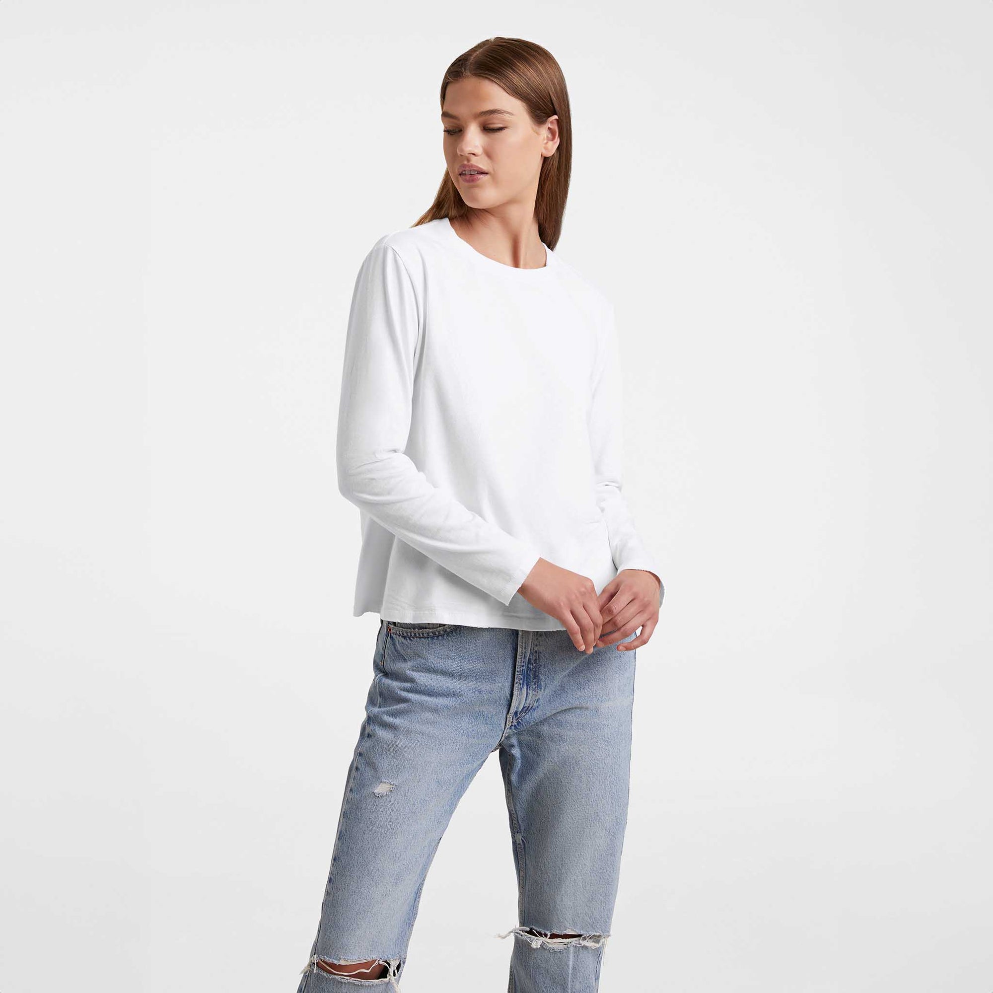 Vintage Cotton Long Sleeve Everyday T-Shirt